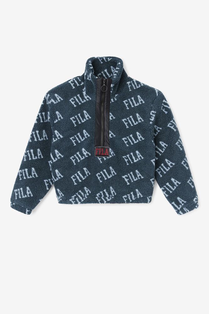 Fila Naisten Takki Jayla Sherpa Half Zip Mustat - GFMH-45972